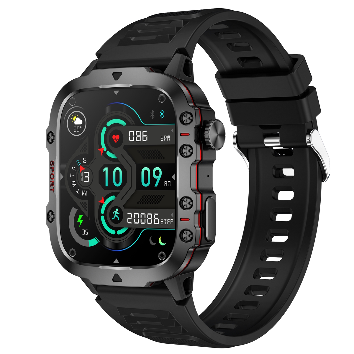 Смарт-годинник Lige Smart Expert Nano Rubber 1.96″, чорний, 2 ремінці — фото 2