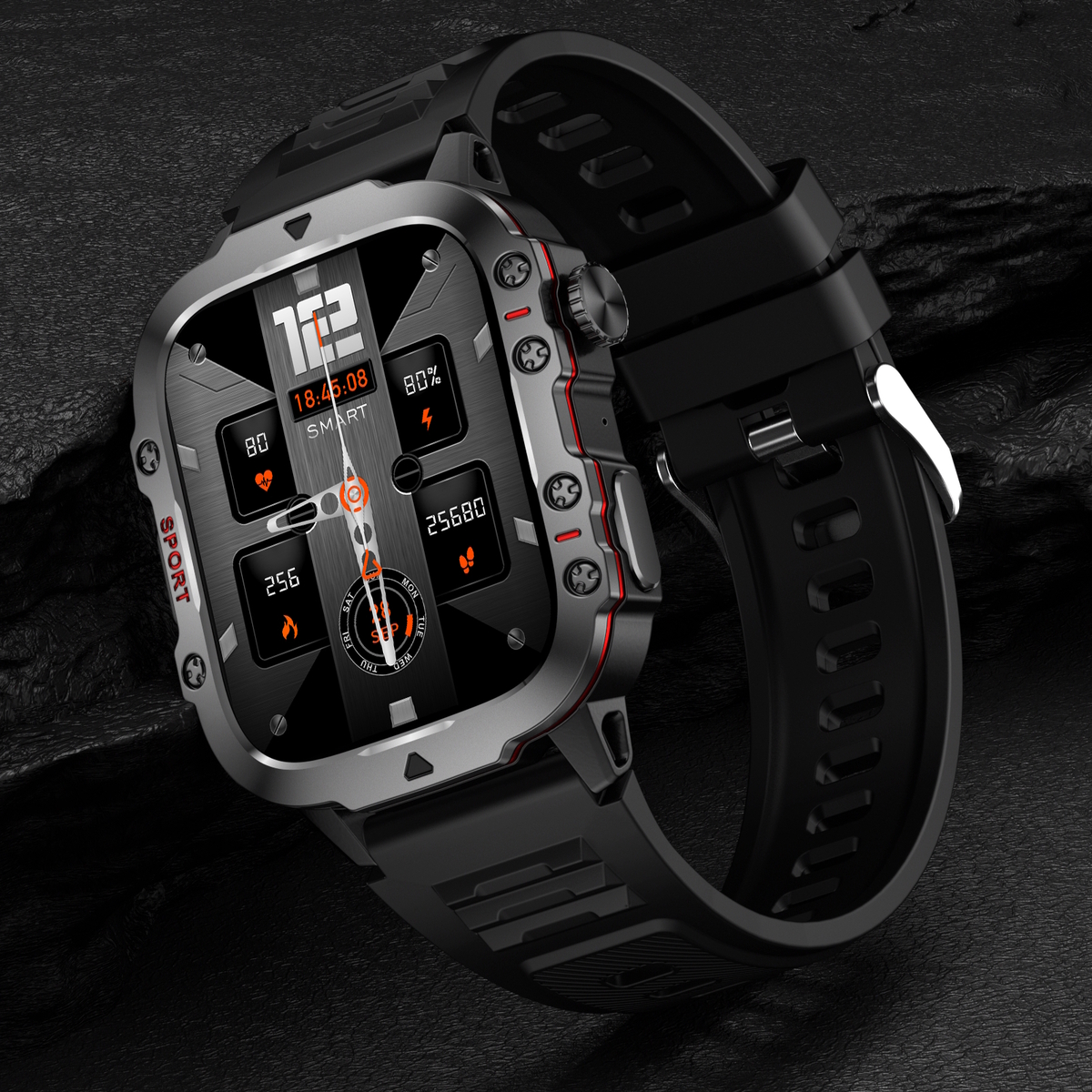 Смарт-годинник Lige Smart Expert Nano Rubber 1.96″, чорний, 2 ремінці — фото 3