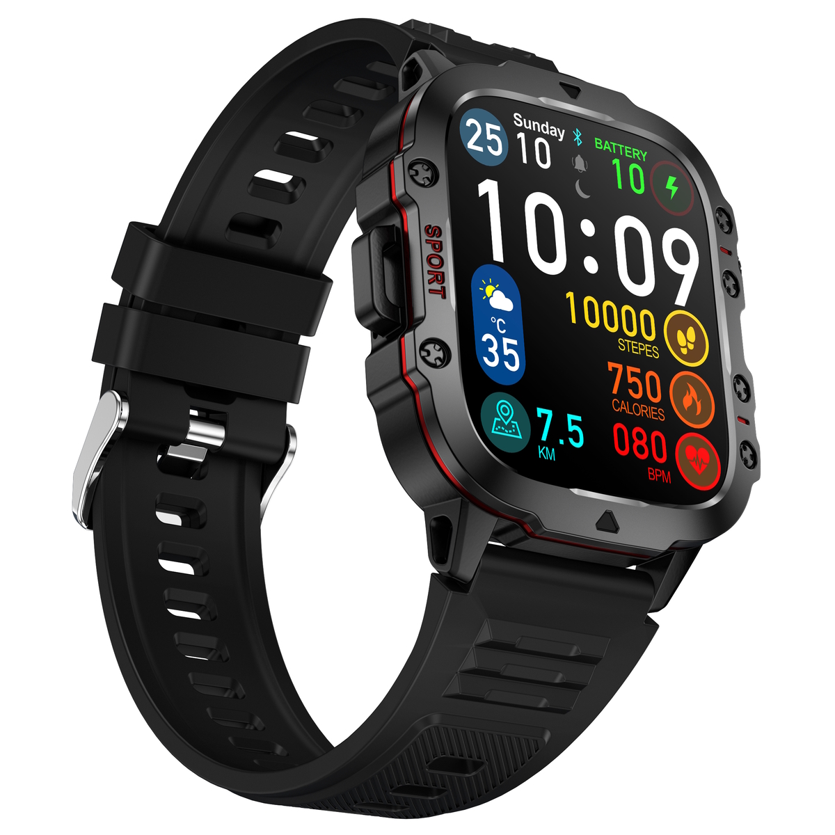 Смарт-годинник Lige Smart Expert Nano Rubber 1.96″, чорний, 2 ремінці — фото 4