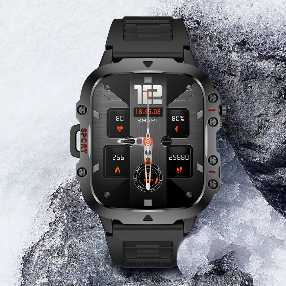 Смарт-годинник Lige Smart Expert Nano Rubber 1.96″, чорний, 2 ремінці — фото 8
