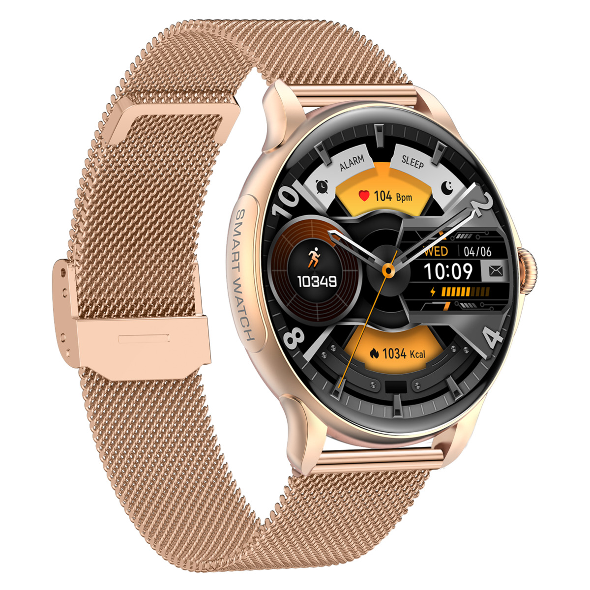 Жіночий смартгодинник UWatch Smart Holiday Gold Steel 46 мм з Amoled-дисплеєм і 2 ремінцями — фото 2