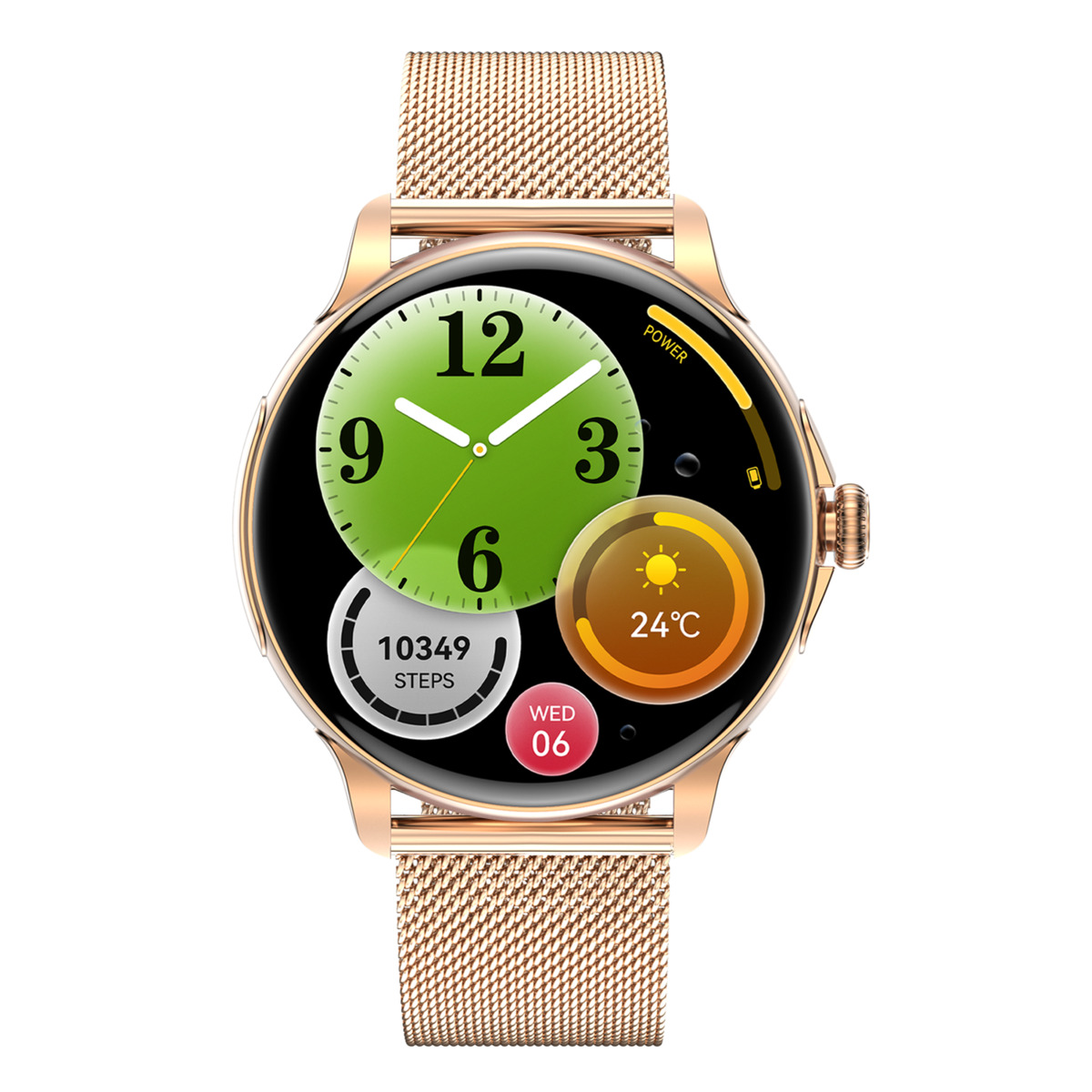 Жіночий смартгодинник UWatch Smart Holiday Gold Steel 46 мм з Amoled-дисплеєм і 2 ремінцями — фото 3