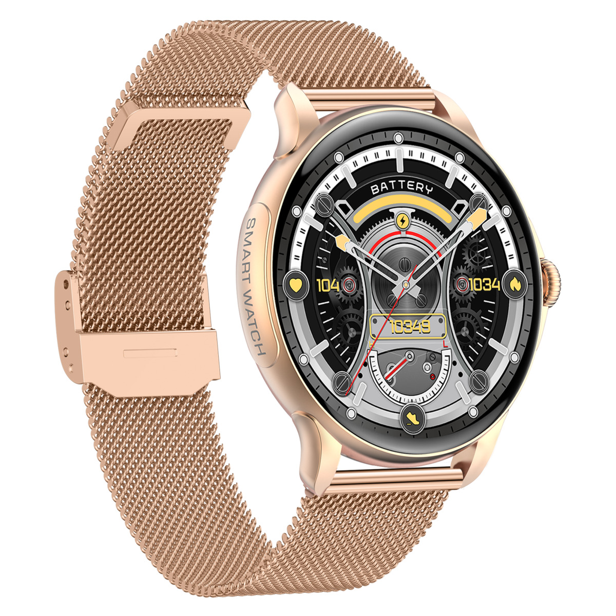 Жіночий смартгодинник UWatch Smart Holiday Gold Steel 46 мм з Amoled-дисплеєм і 2 ремінцями — фото 9