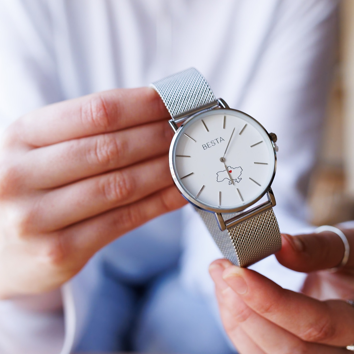 Унісекс годинник Besta Love UA Silver 39 мм зі сріблястим браслетом — фото 6