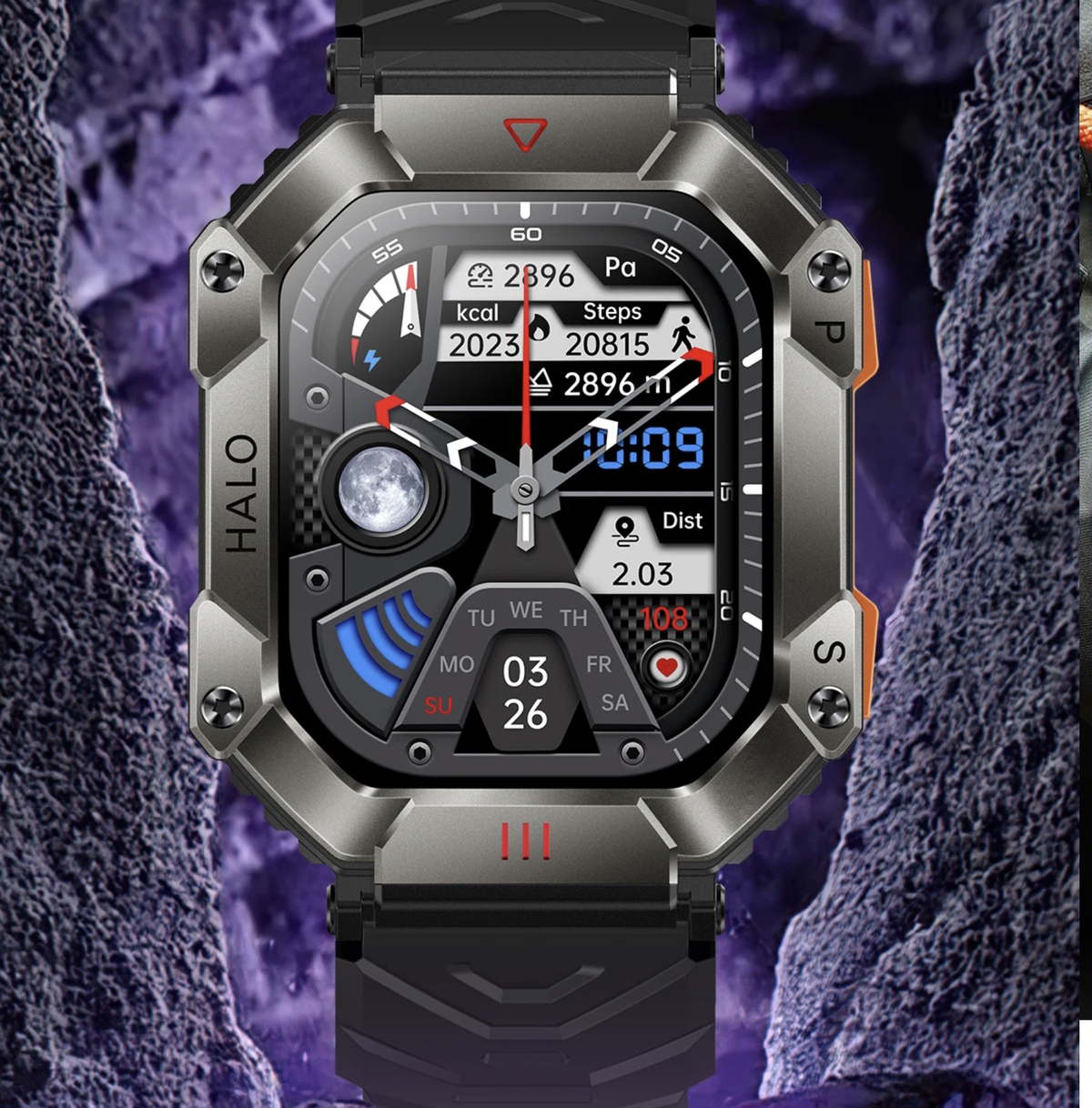 Смартгодинник UWatch Smart Racer K+ Black з компасом, Amoled 2″, Bluetooth 5.0 — фото 4