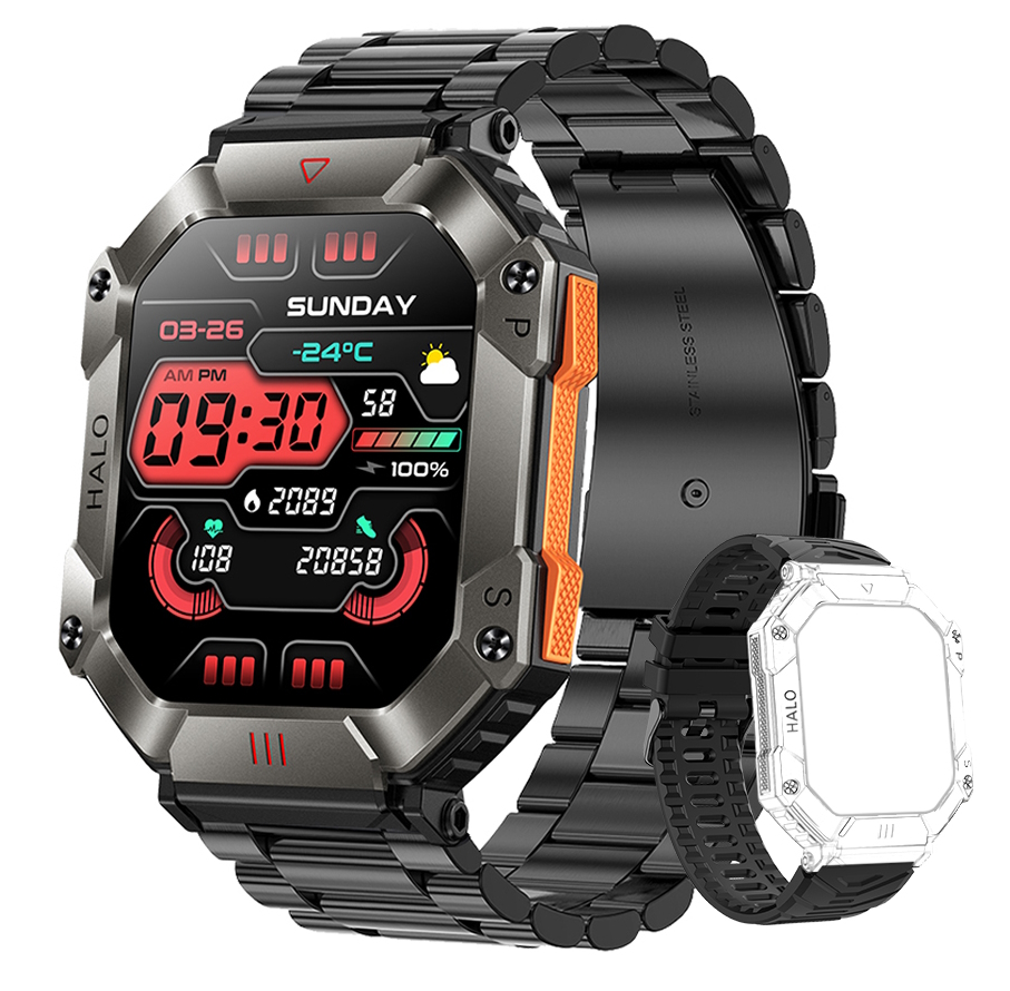 Смартгодинник UWatch Smart Racer K+ Steel з компасом, AMOLED 2 дюйми, чорний — фото 2