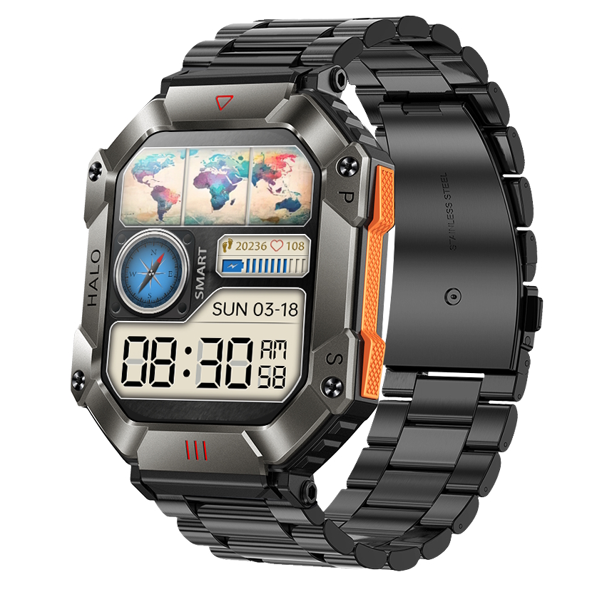 Смартгодинник UWatch Smart Racer K+ Steel з компасом, AMOLED 2 дюйми, чорний — фото 4