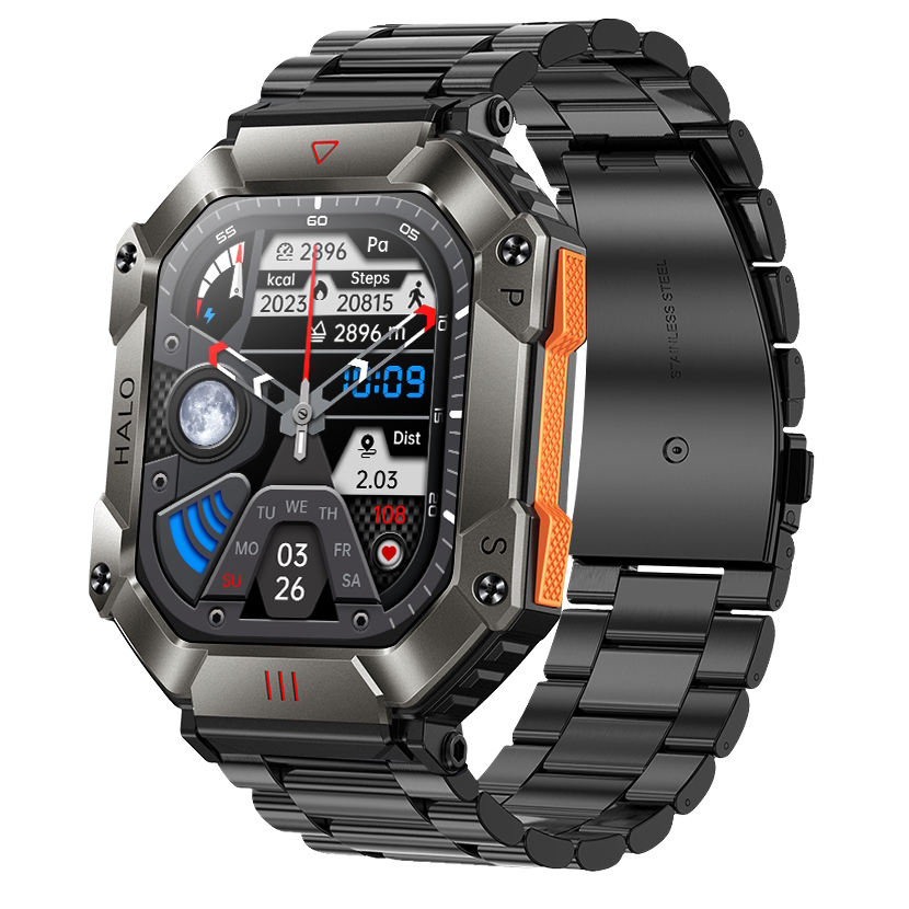 Смартгодинник UWatch Smart Racer K+ Steel з компасом, AMOLED 2 дюйми, чорний — фото 7