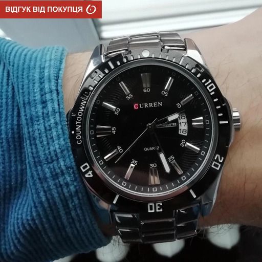 Чоловічий годинник Curren Quartz 2401 зі сталевим браслетом, чорний циферблат — фото 10