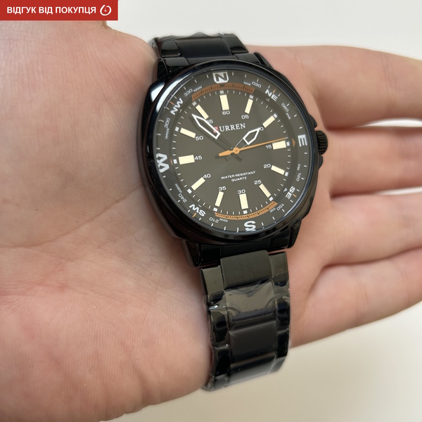 Чоловічий годинник Curren Sailor 1585 з чорним циферблатом і сталевим браслетом — фото 10