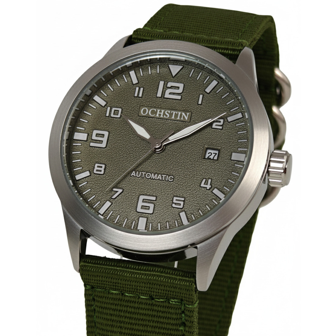 Чоловічий годинник Ochstin Military Hook Green 2165 з автозаводом і 2 ремінцями — фото 1