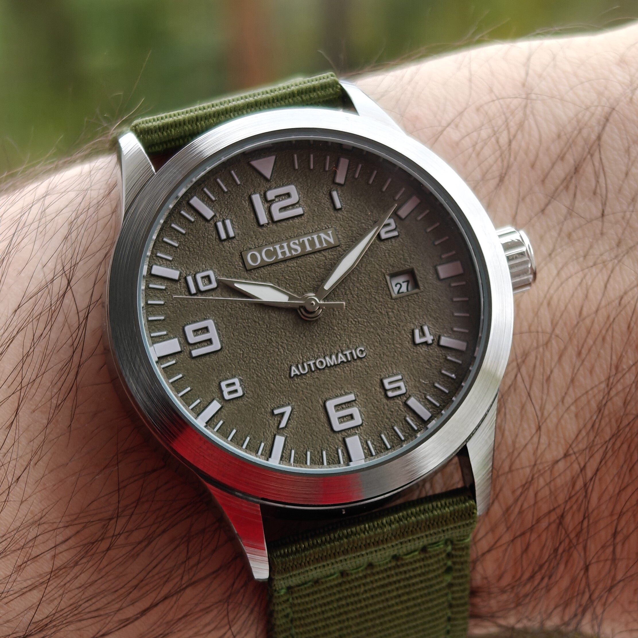 Чоловічий годинник Ochstin Military Hook Green 2165 з автозаводом і 2 ремінцями — фото 7