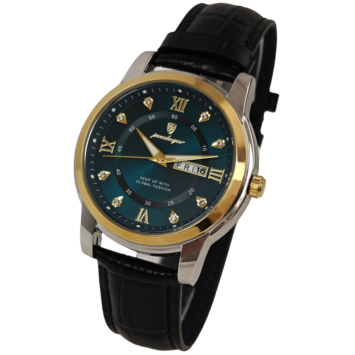 Чоловічий годинник Poedagar Unique Men Leather Deluxe 2167, синій циферблат, 2 ремінці — фото 7