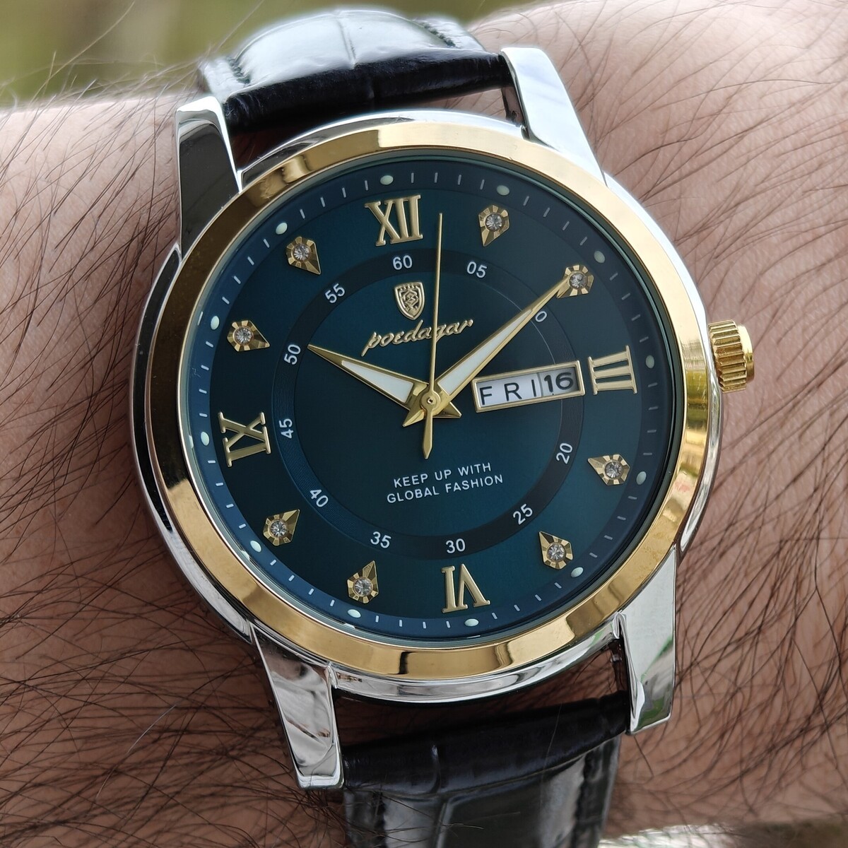 Чоловічий годинник Poedagar Unique Men Leather Deluxe 2167, синій циферблат, 2 ремінці — фото 8
