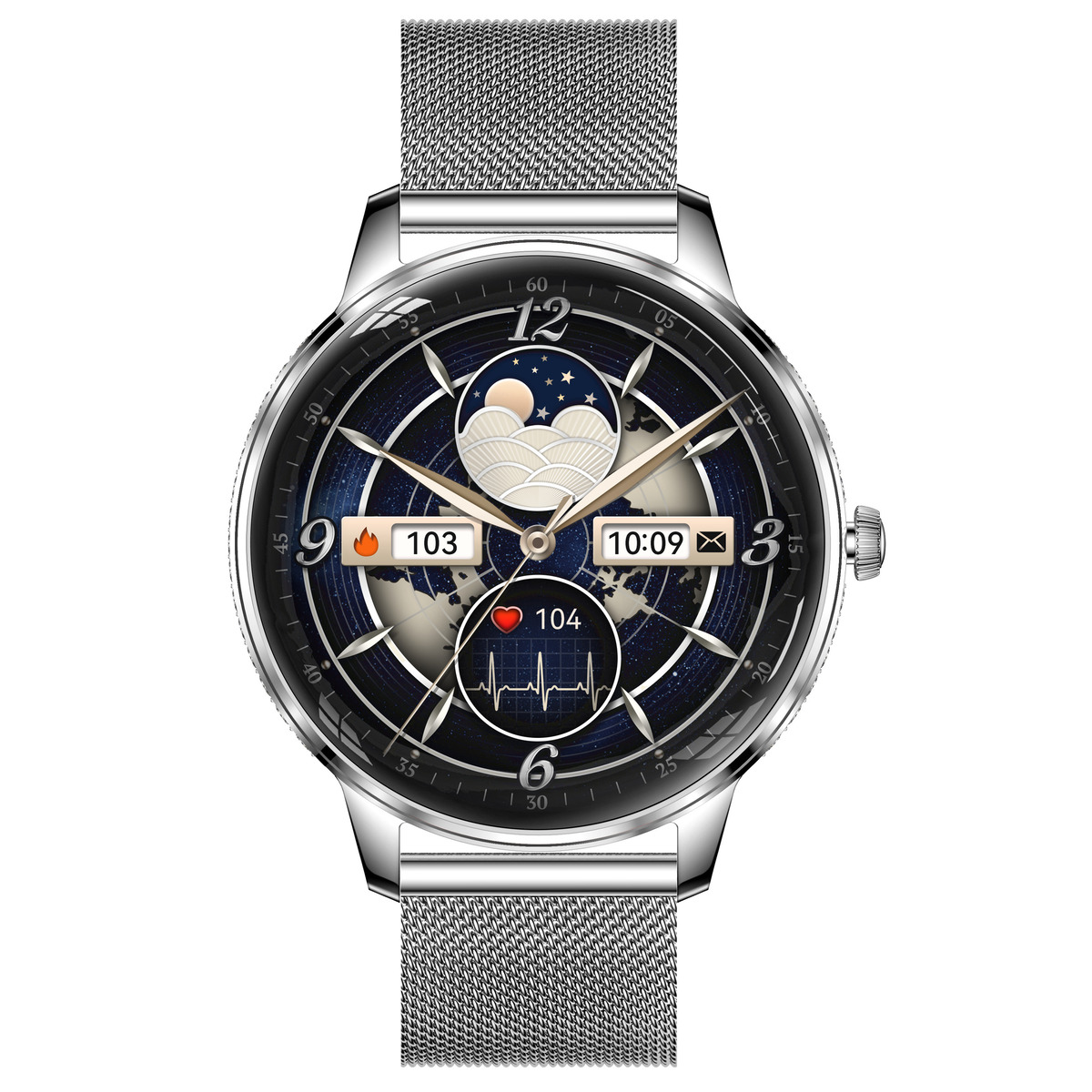 Смартгодинник UWatch Smart Brilliant Slim Silver, AMOLED 1.19, сріблястий, 2 ремінці — фото 3