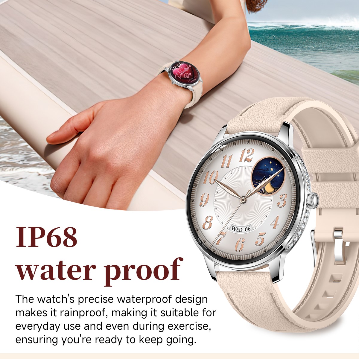 Смартгодинник UWatch Smart Brilliant Slim Silver, AMOLED 1.19, сріблястий, 2 ремінці — фото 7