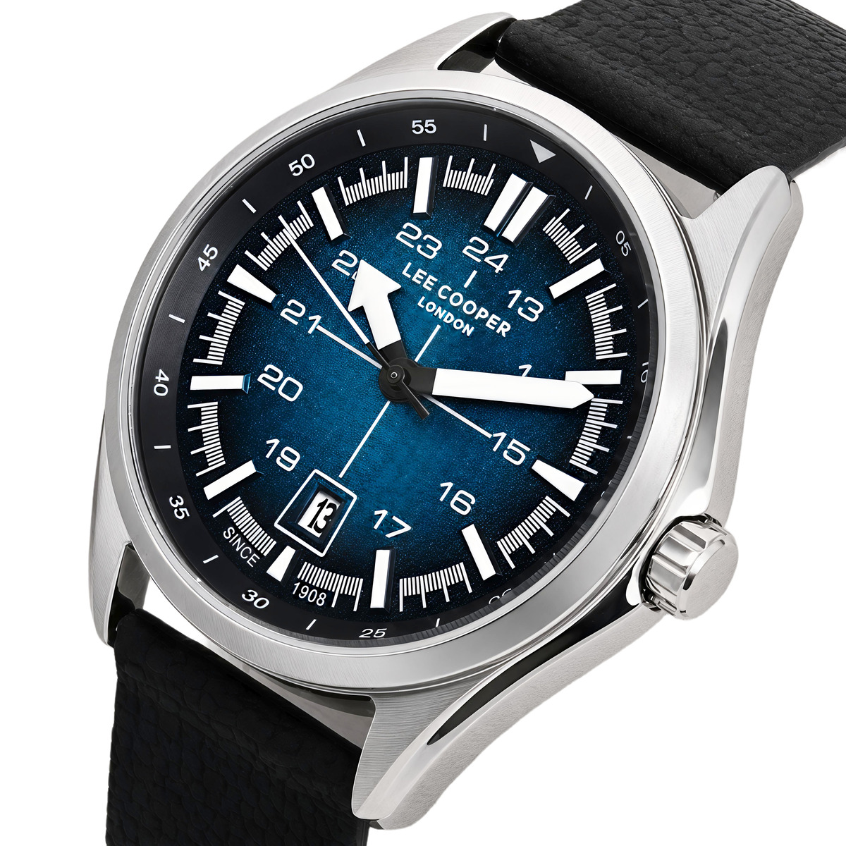 Чоловічий годинник Lee Cooper Flight Extra Leather 2455, синій циферблат, 2 ремінці — фото 1