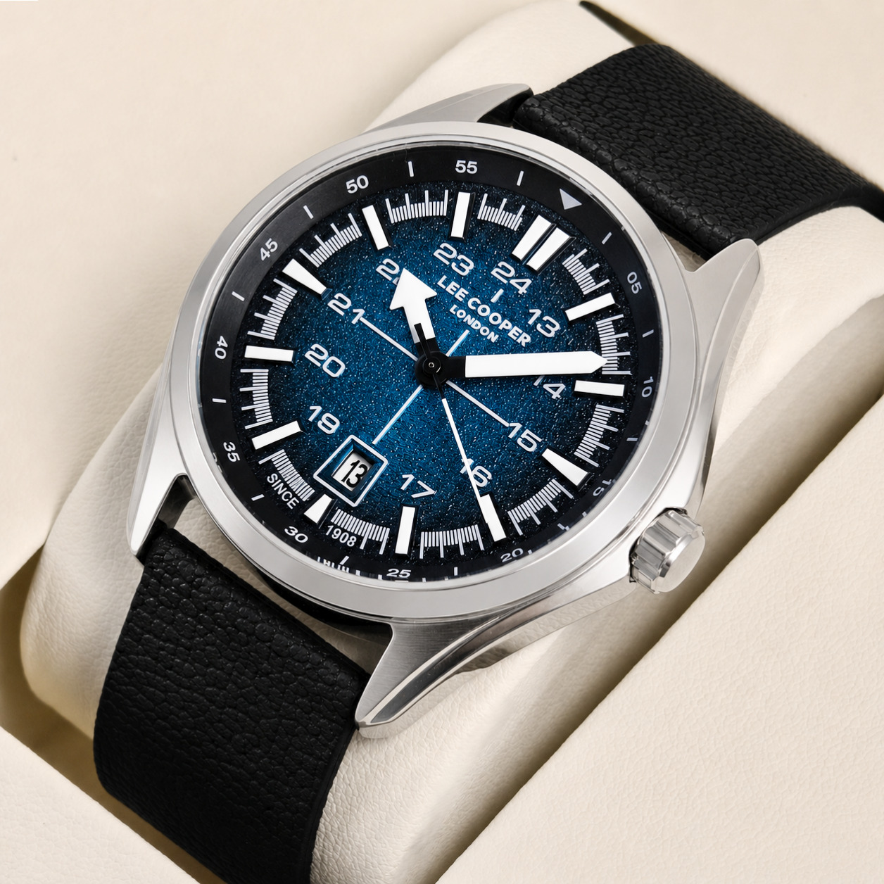 Чоловічий годинник Lee Cooper Flight Extra Leather 2455, синій циферблат, 2 ремінці — фото 2