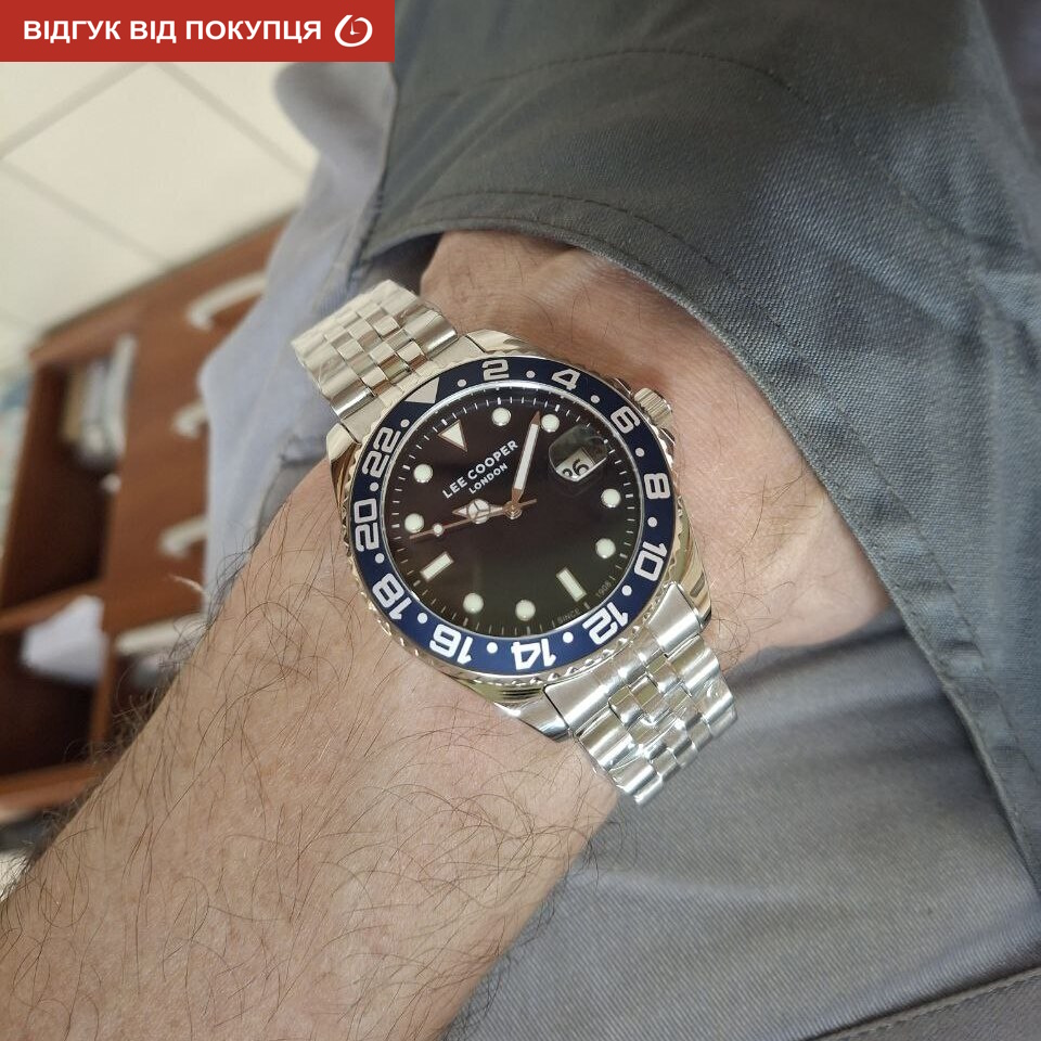 Чоловічий годинник Lee Cooper Daytona Blue 1967 зі сталевим браслетом — фото 10