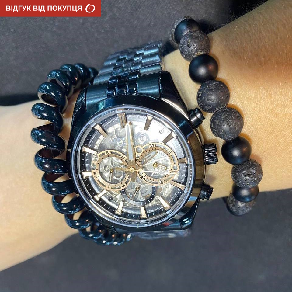 Чоловічий годинник Lee Cooper Deluxe Mechanical 1960 з автозаводом, чорний — фото 10