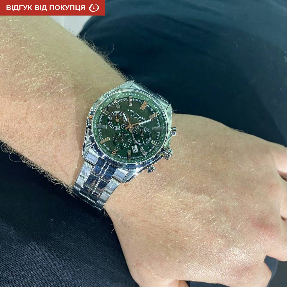 Чоловічий годинник Lee Cooper Fenix Green 1982 зі сталевим браслетом, 44 мм — фото 10