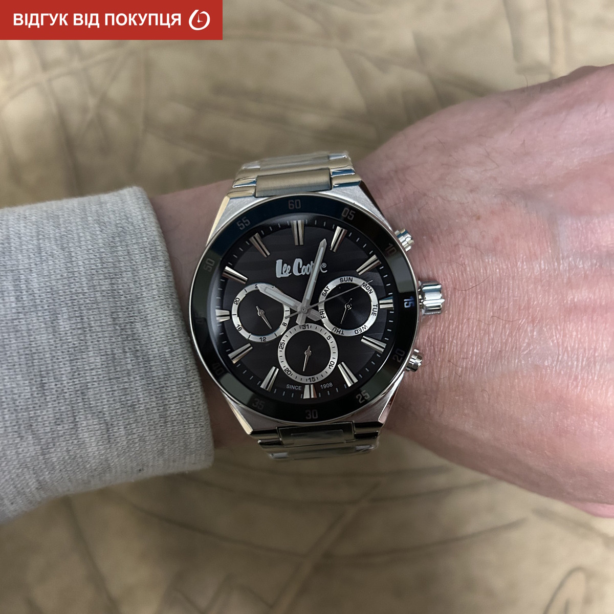 Чоловічий годинник Lee Cooper Hit Silver 1977 зі сталевим браслетом, 43 мм — фото 8