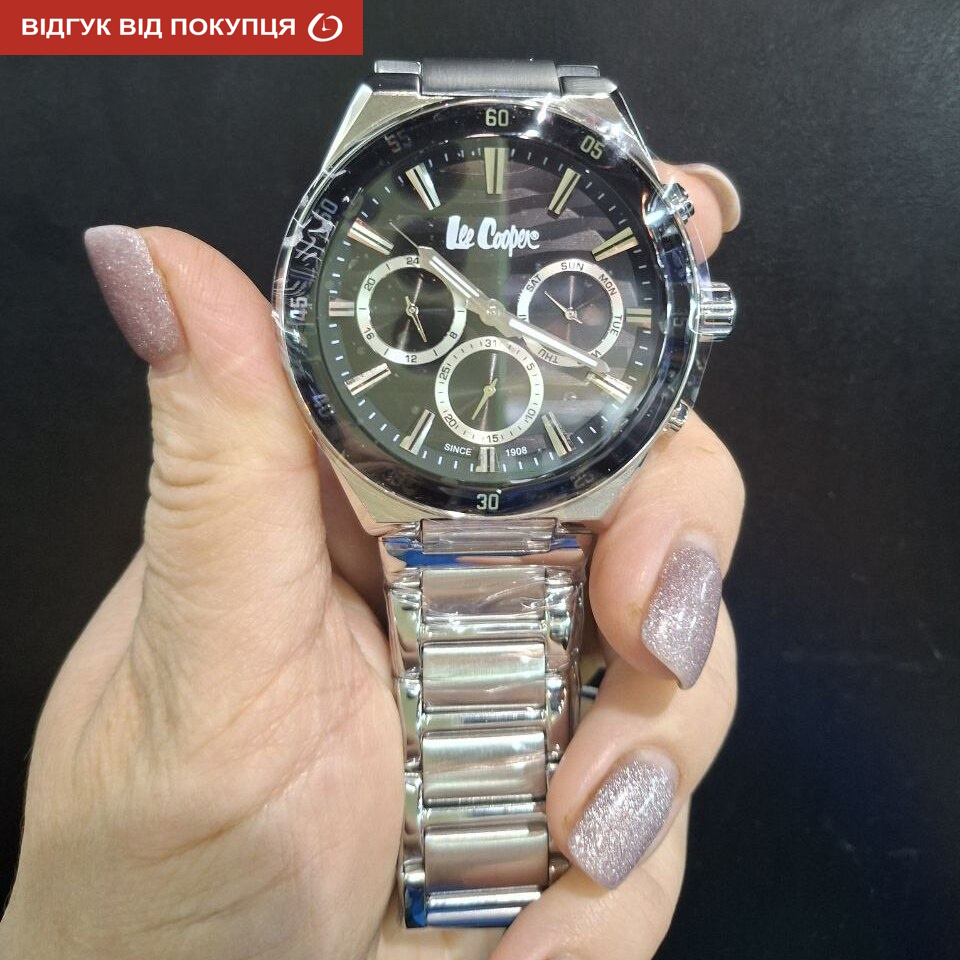 Чоловічий годинник Lee Cooper Hit Silver 1977 зі сталевим браслетом, 43 мм — фото 10