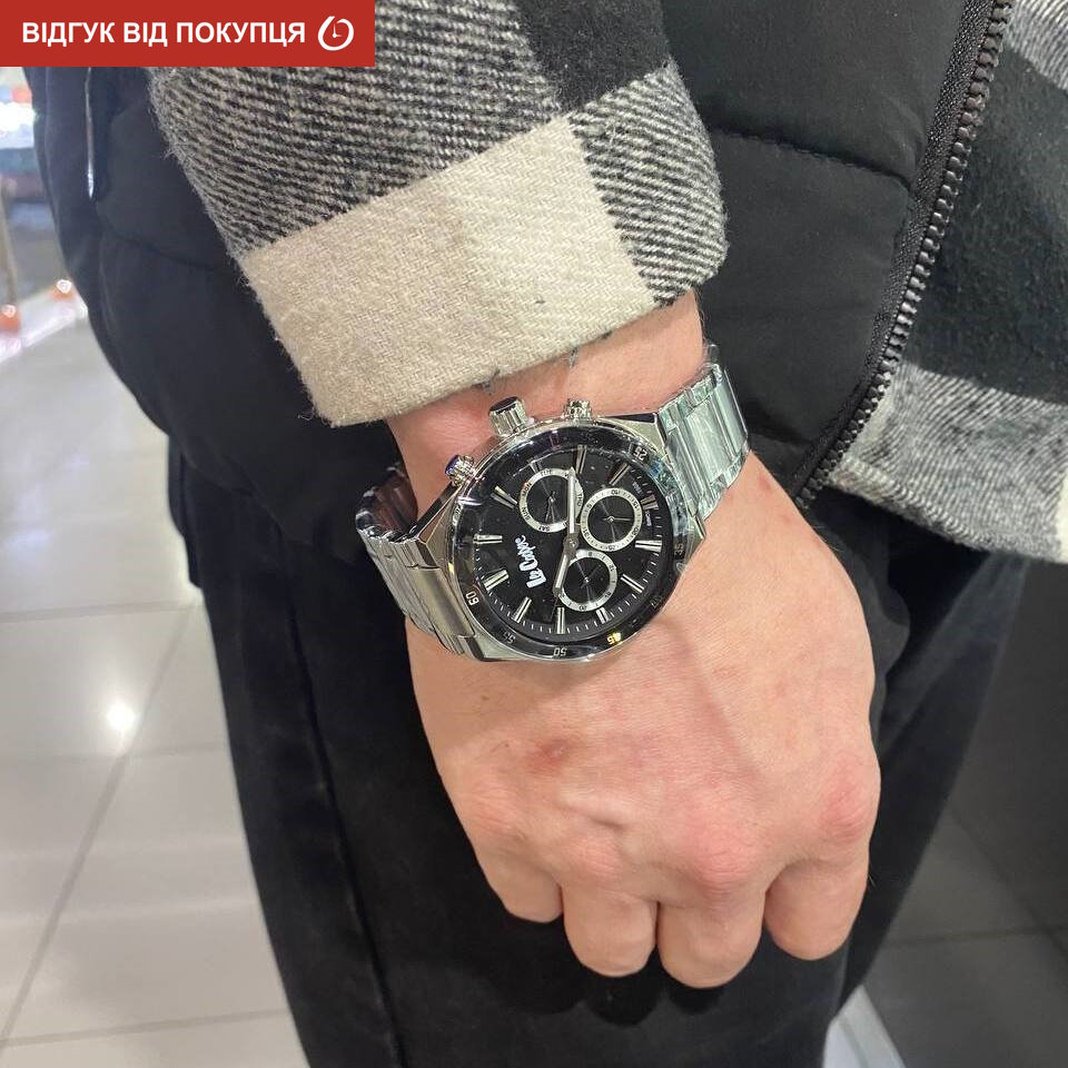 Чоловічий годинник Lee Cooper Hit Silver 1977 зі сталевим браслетом, 43 мм — фото 9