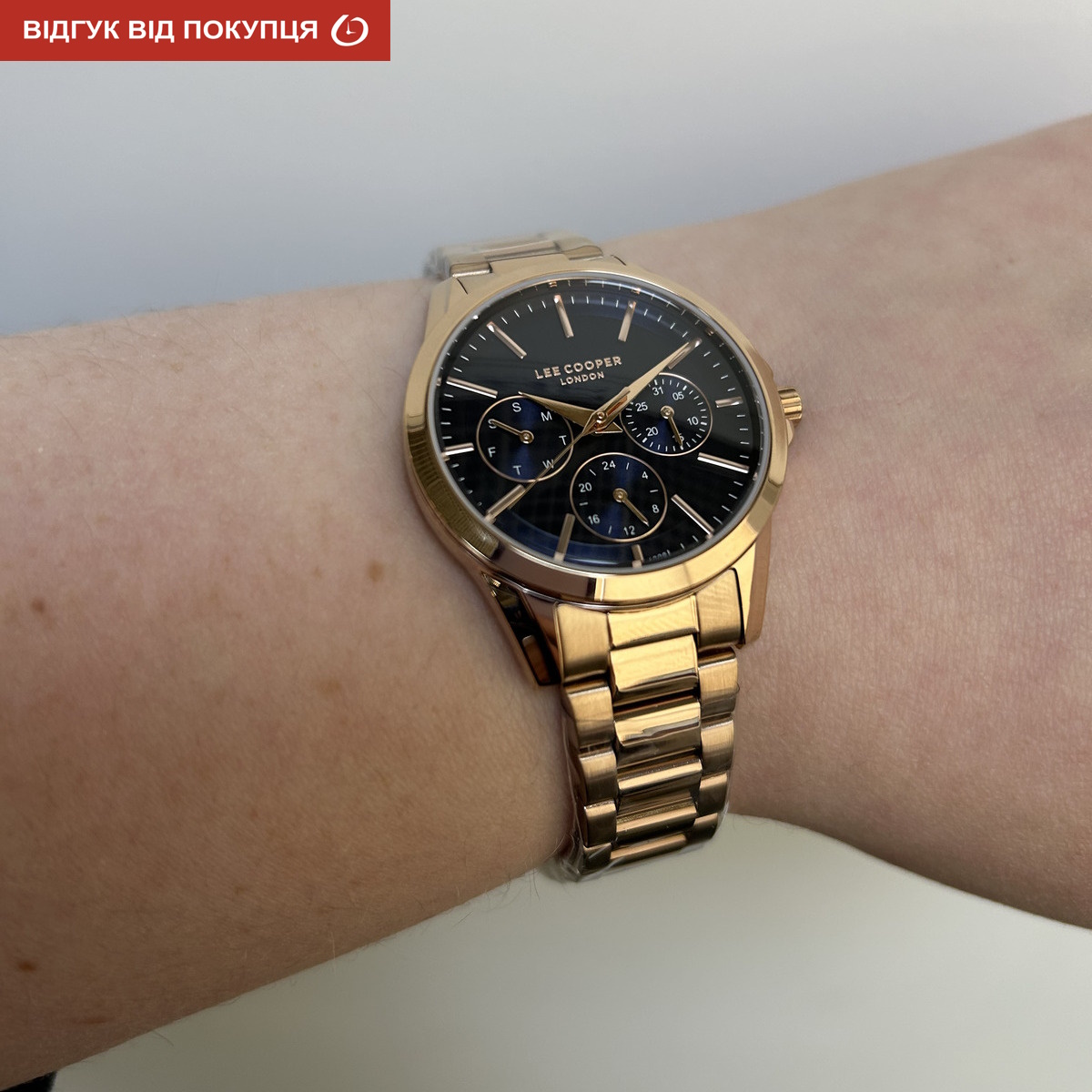 Жіночий годинник Lee Cooper Korsica 1964 з синім циферблатом, рожеве золото — фото 9