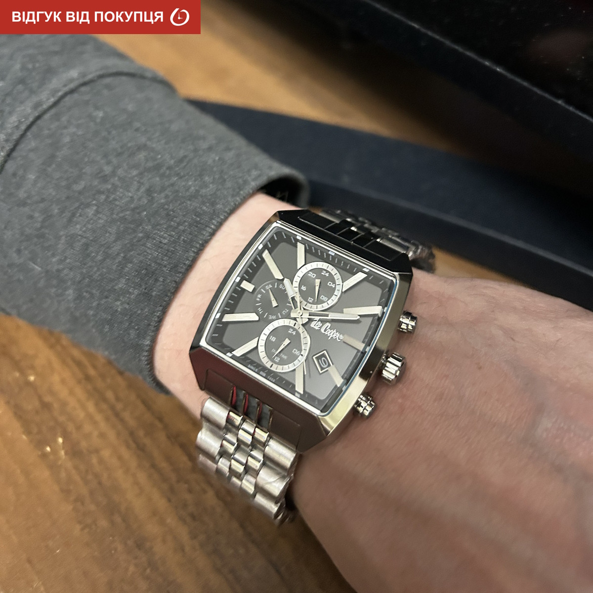 Чоловічий годинник Lee Cooper Matrix 1975 зі сталевим браслетом і чорним циферблатом — фото 9