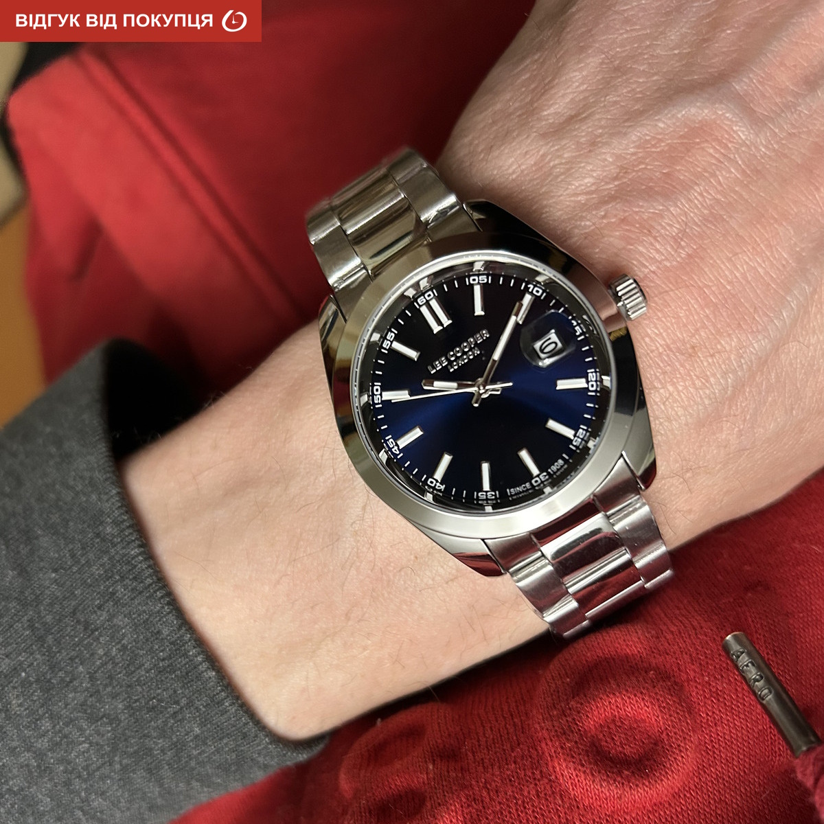 Чоловічий годинник Lee Cooper Speed 1973 зі сталевим браслетом і синім циферблатом — фото 9
