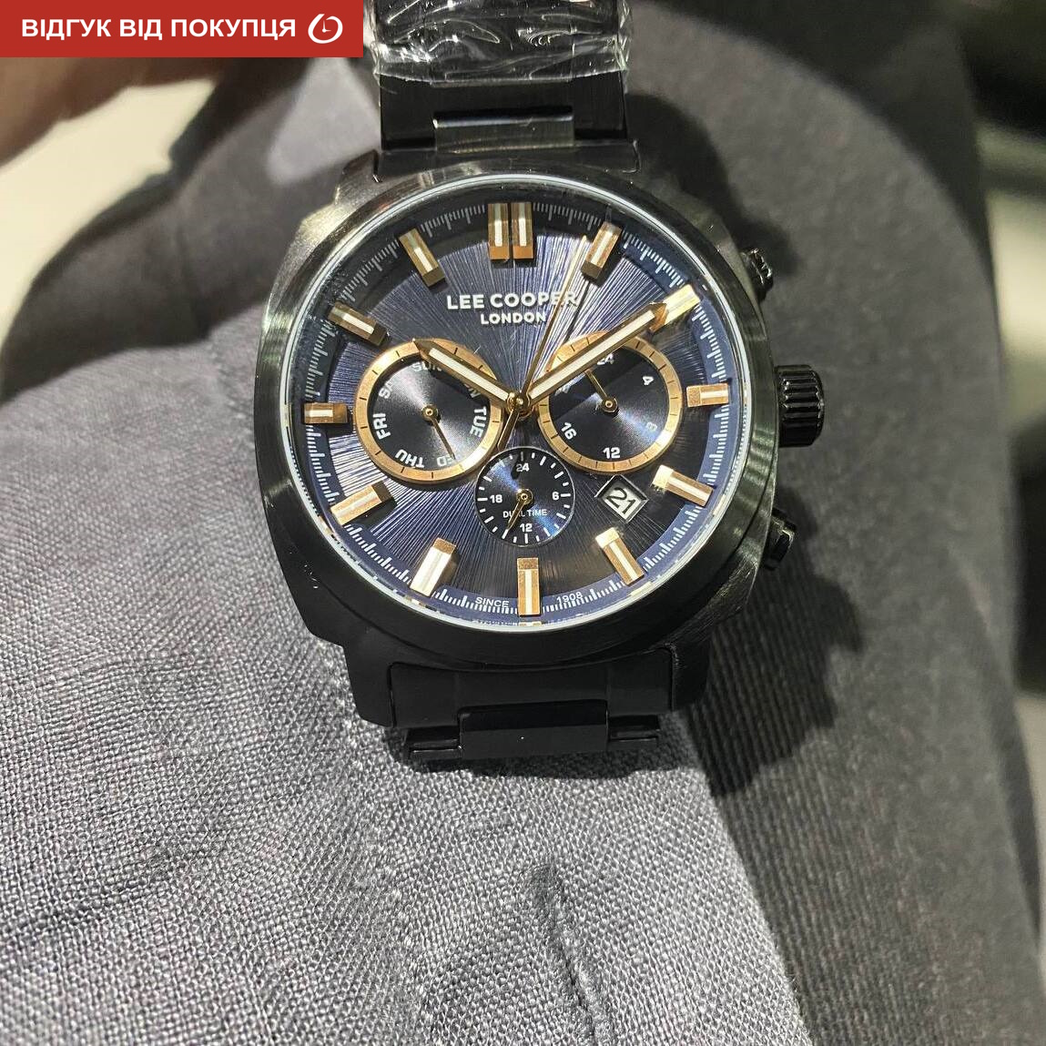 Чоловічий годинник Lee Cooper Trader 1974 з синім циферблатом і сталевим браслетом — фото 10