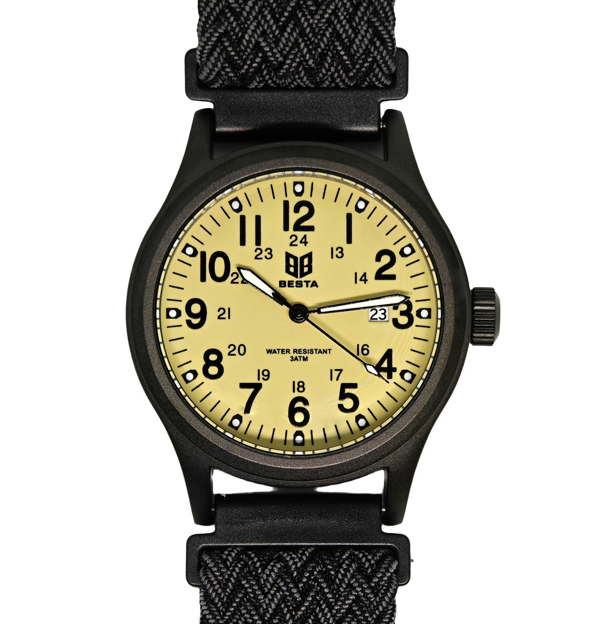 Чоловічий годинник Besta Command Green Nylon 2157 з двома ремінцями — фото 1