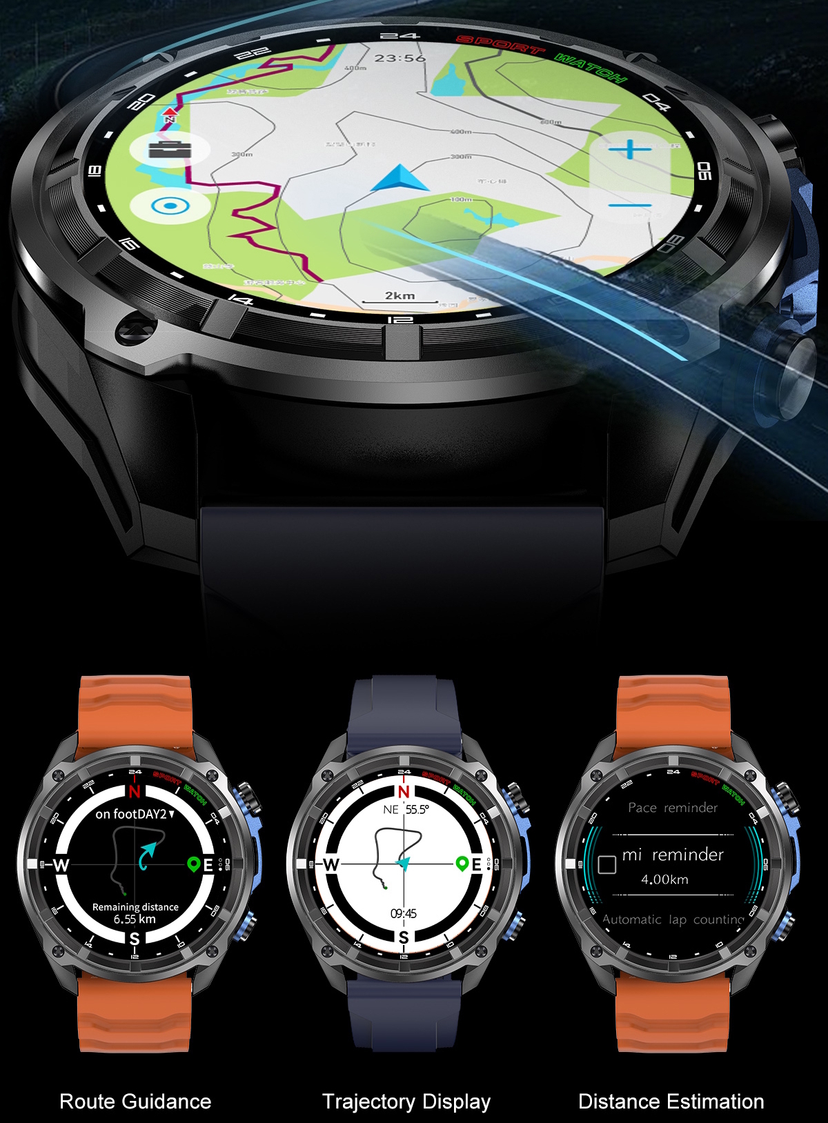 Смартгодинник UWatch Smart Navigation Pro GPS AMOLED з 2 ремінцями — фото 6