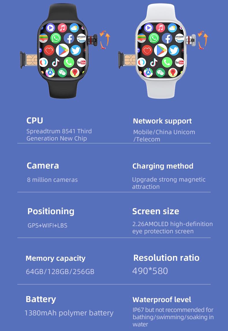 Смарт-годинник UWatch Smart Sim CD99 з SIM, камерою, GPS та AMOLED 2,26″ — фото 7
