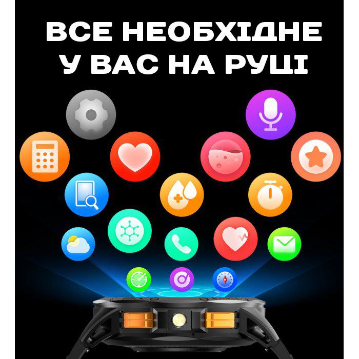 Смарт-годинник UWatch Smart GPS Max ArmyGreen з AMOLED, GPS і 2 ремінцями — фото 9