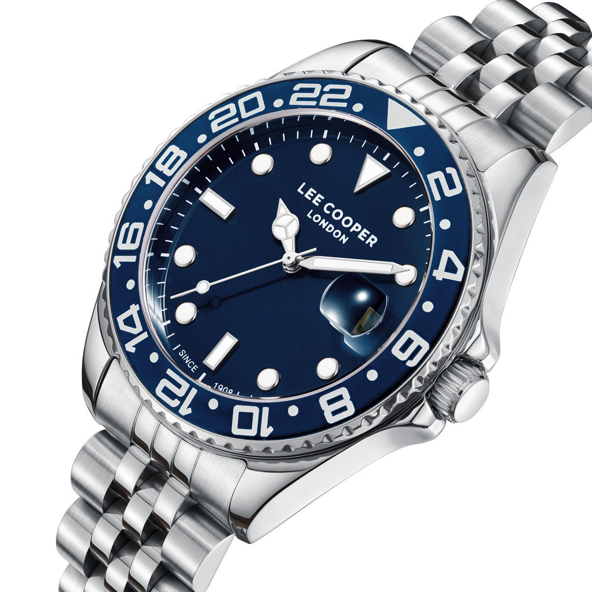 Чоловічий годинник Lee Cooper Daytona Blue 1967 зі сталевим браслетом — фото 1