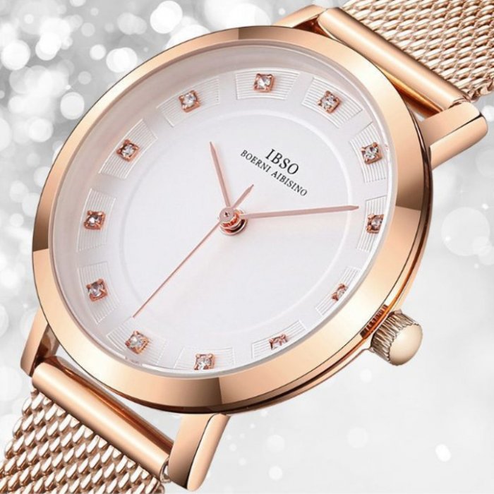 Жіночий годинник Baosaili Ibso Aura 2427, золотистий сталевий браслет, 30 мм — фото 6