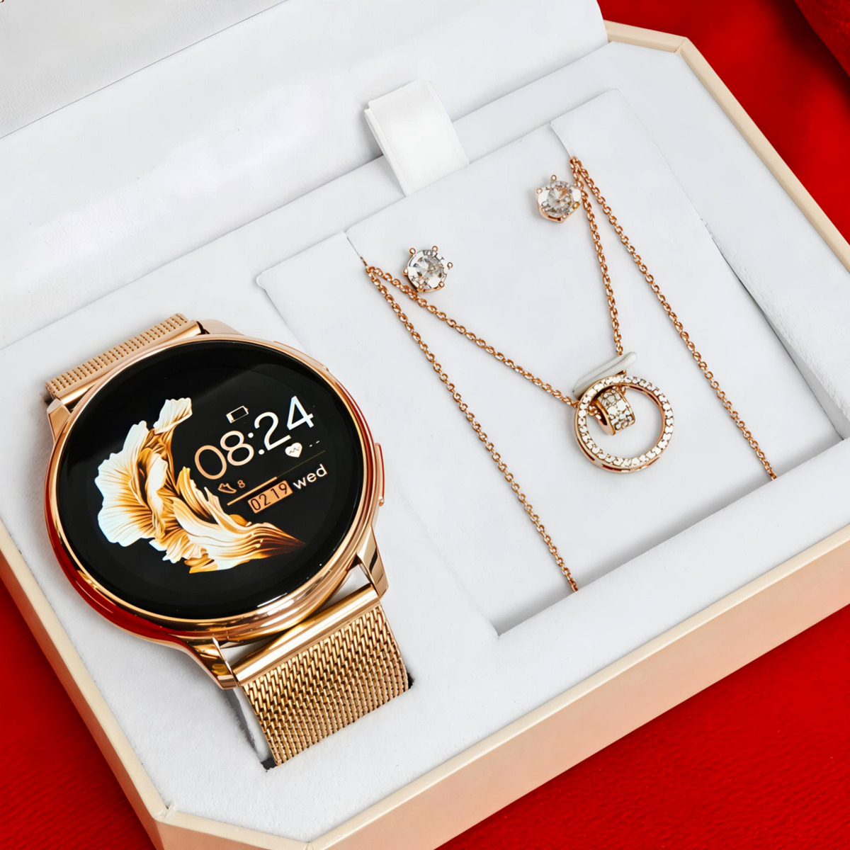 Подарунковий набір UWatch Smart Melisia IBSO Gold зі смарт-годинником і прикрасами — фото 2