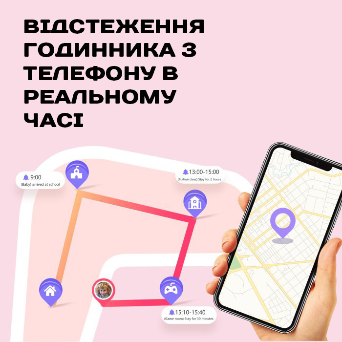 Дитячий смарт-годинник UWatch Smart Kinder GPS Tracking 4G з GPS, камерою та SOS, блакитний — фото 4