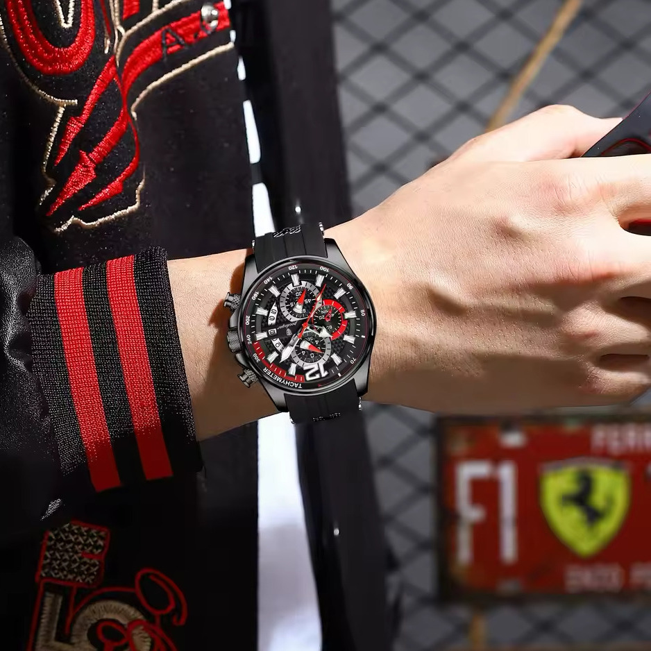 Чоловічий годинник Poedagar Speed 2395 з чорним циферблатом і японським кварцовим механізмом — фото 6
