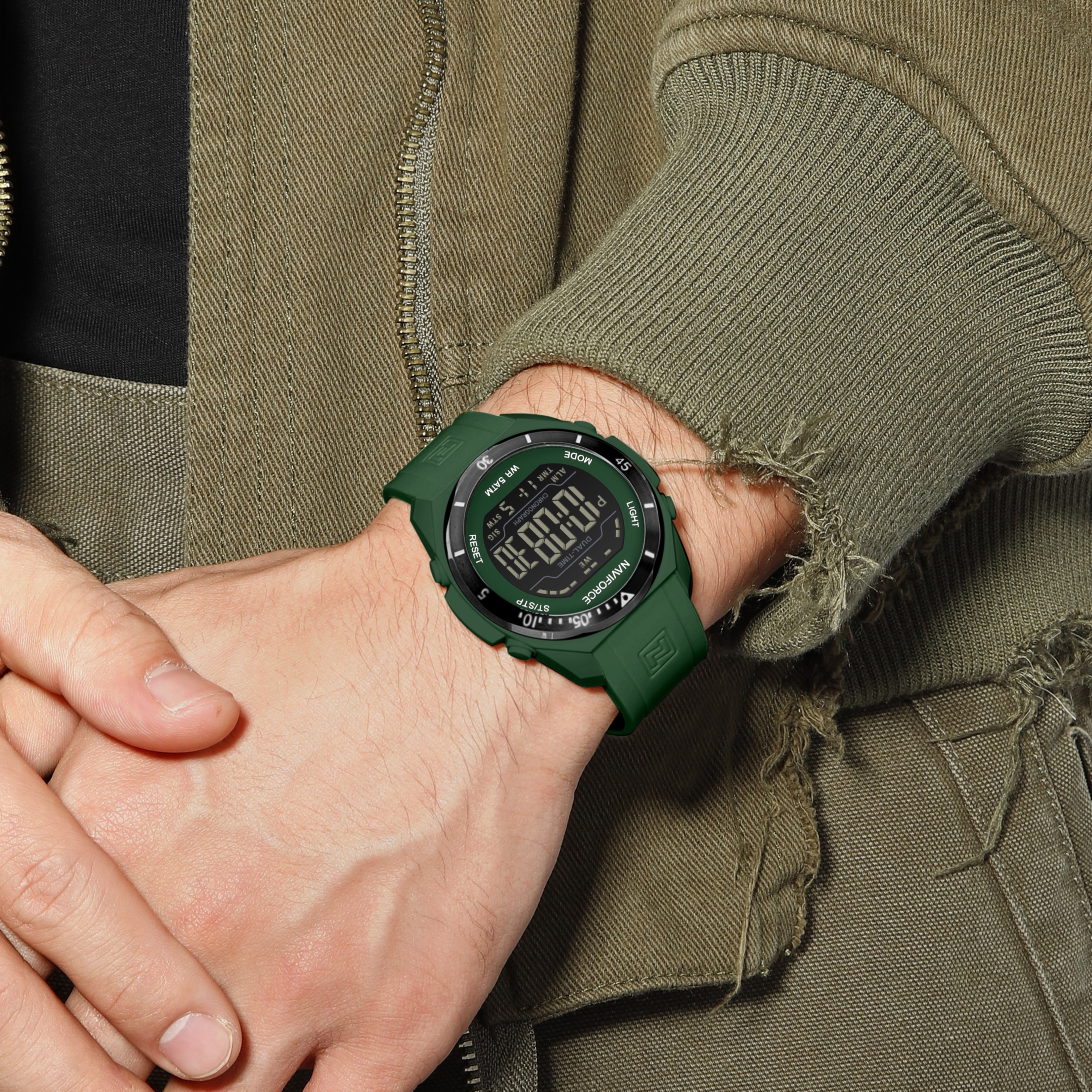 Чоловічий тактичний годинник Naviforce Strategy 2426, зелений, кварцовий Seiko — фото 3