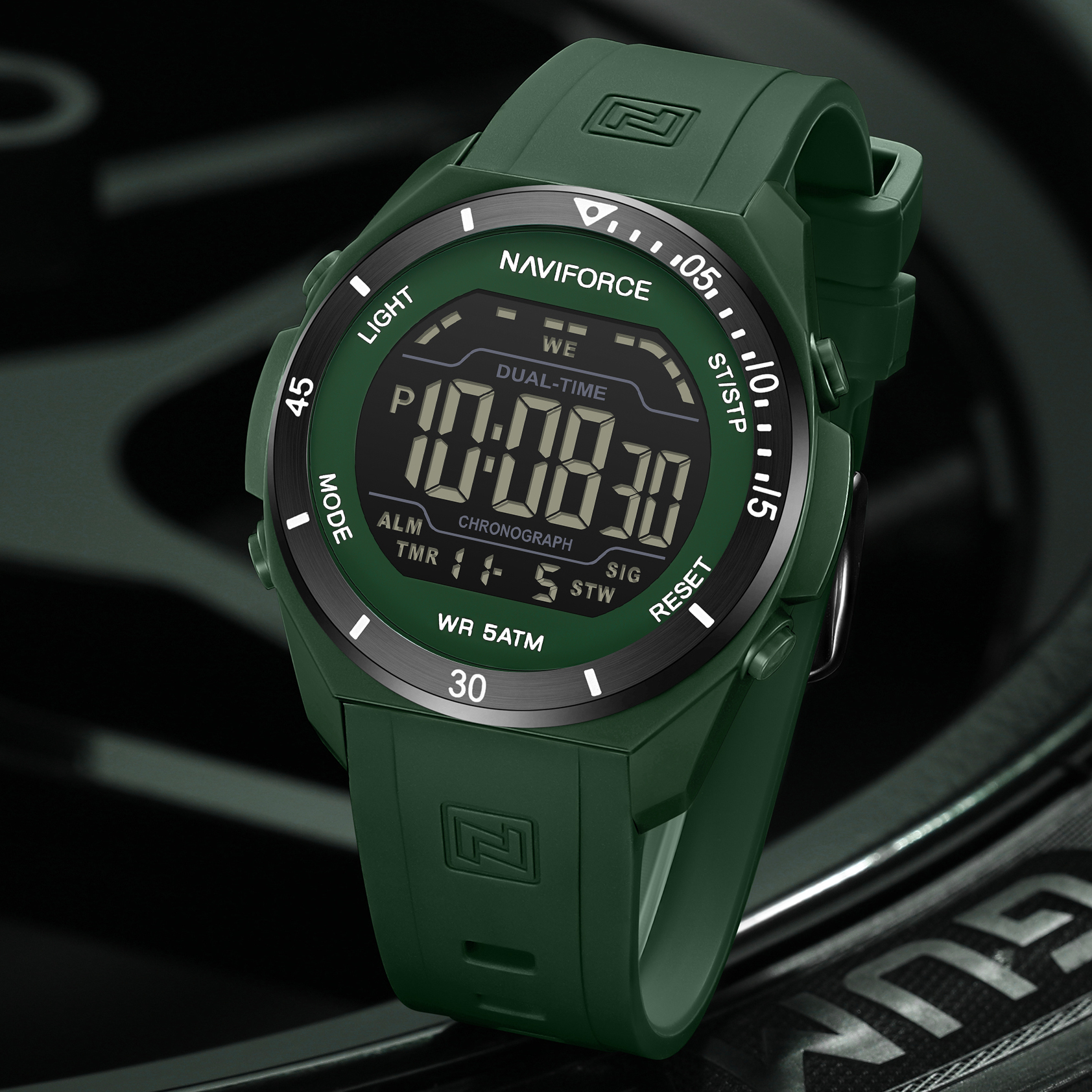 Чоловічий тактичний годинник Naviforce Strategy 2426, зелений, кварцовий Seiko — фото 5