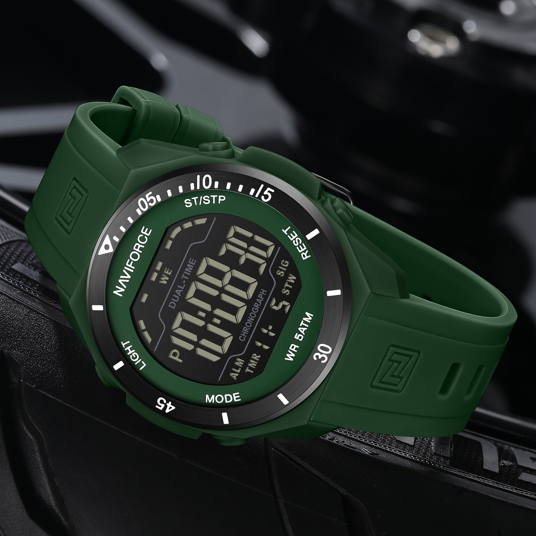 Чоловічий тактичний годинник Naviforce Strategy 2426, зелений, кварцовий Seiko — фото 6