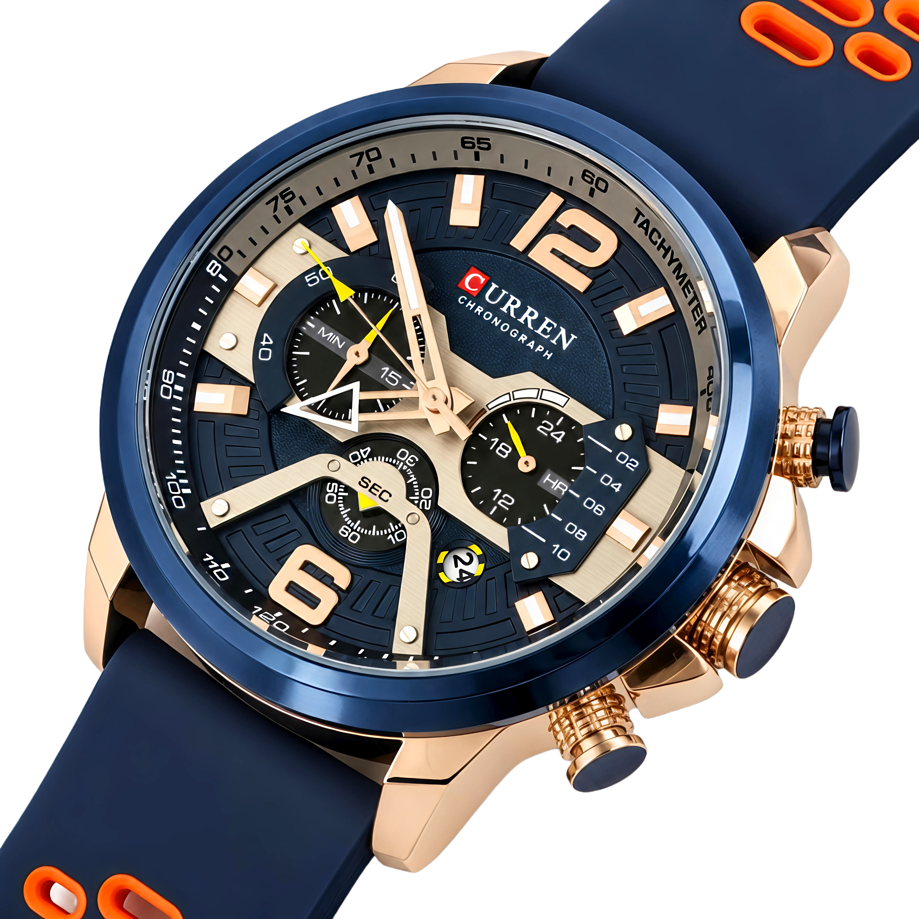 Чоловічий годинник Curren Toronto Lava Blue 2544 з двома синіми ремінцями — фото 1