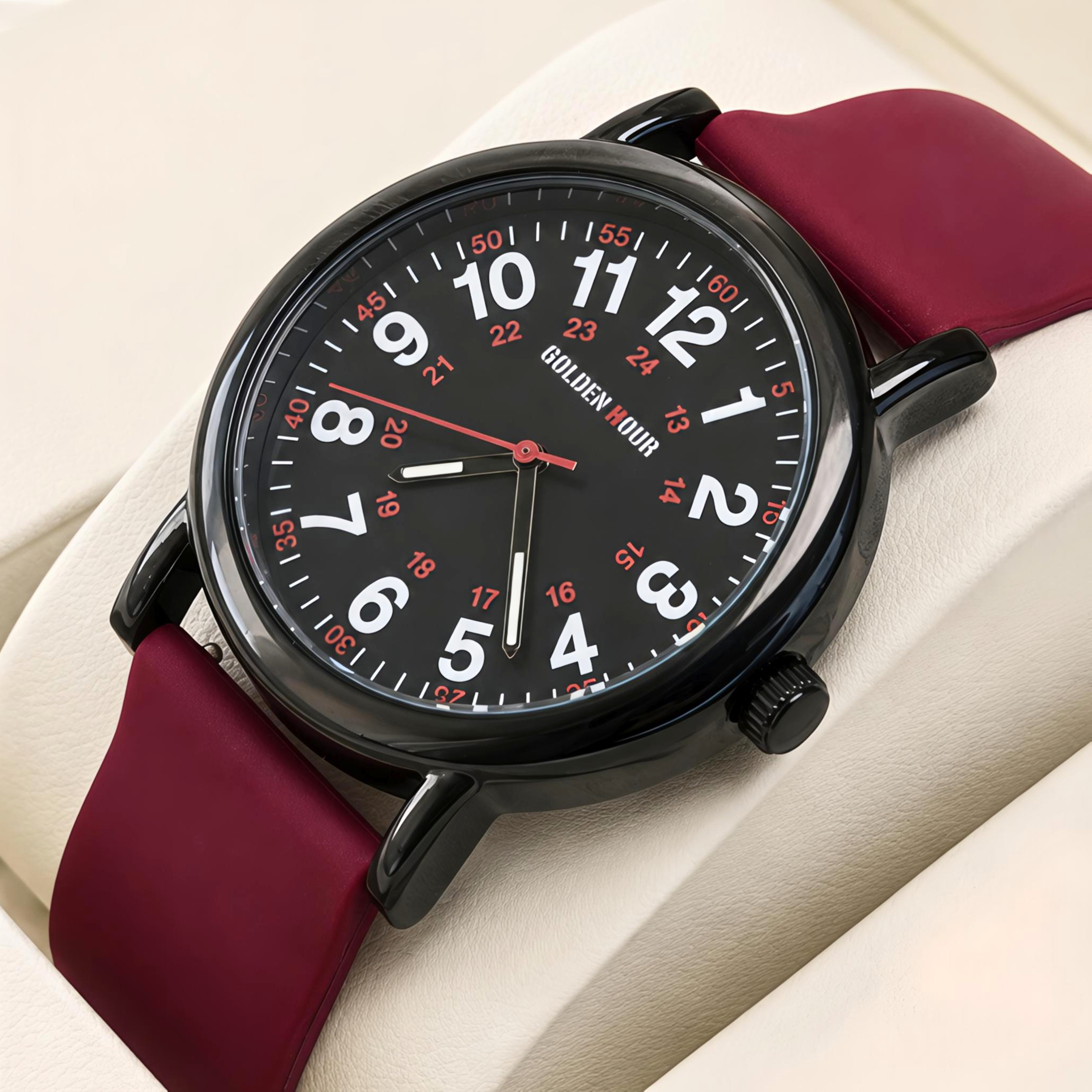Годинник GoldenHour Trend Black Cherry з 2 каучуковими ремінцями, 38 мм — фото 2