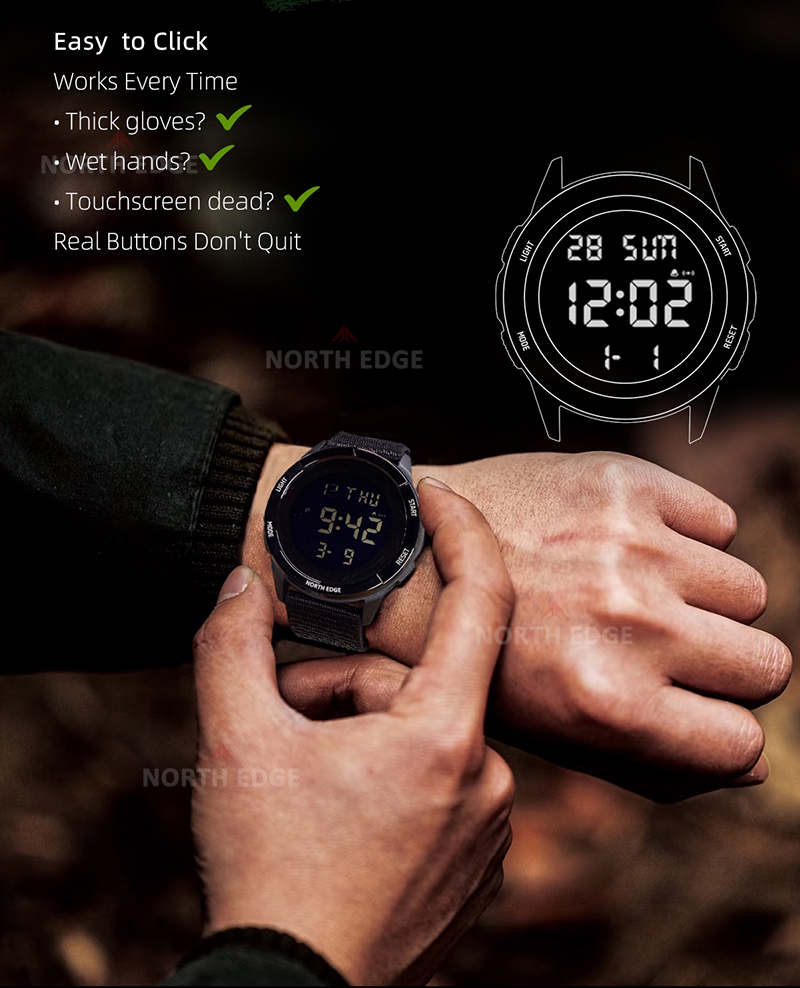 Чоловічий годинник North Edge Terrax Black, 45 мм, чорний — фото 6