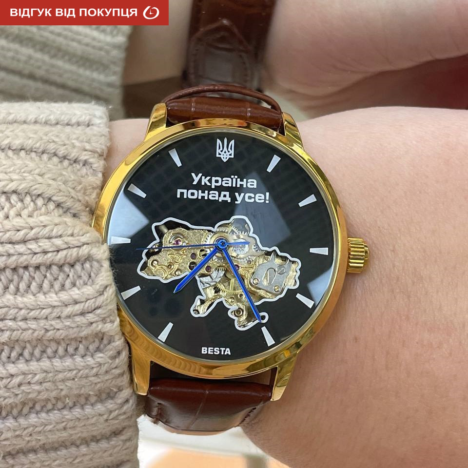 Чоловічий годинник Besta Skeleton Gold Black Dial з автозаводом, 44 мм — фото 6