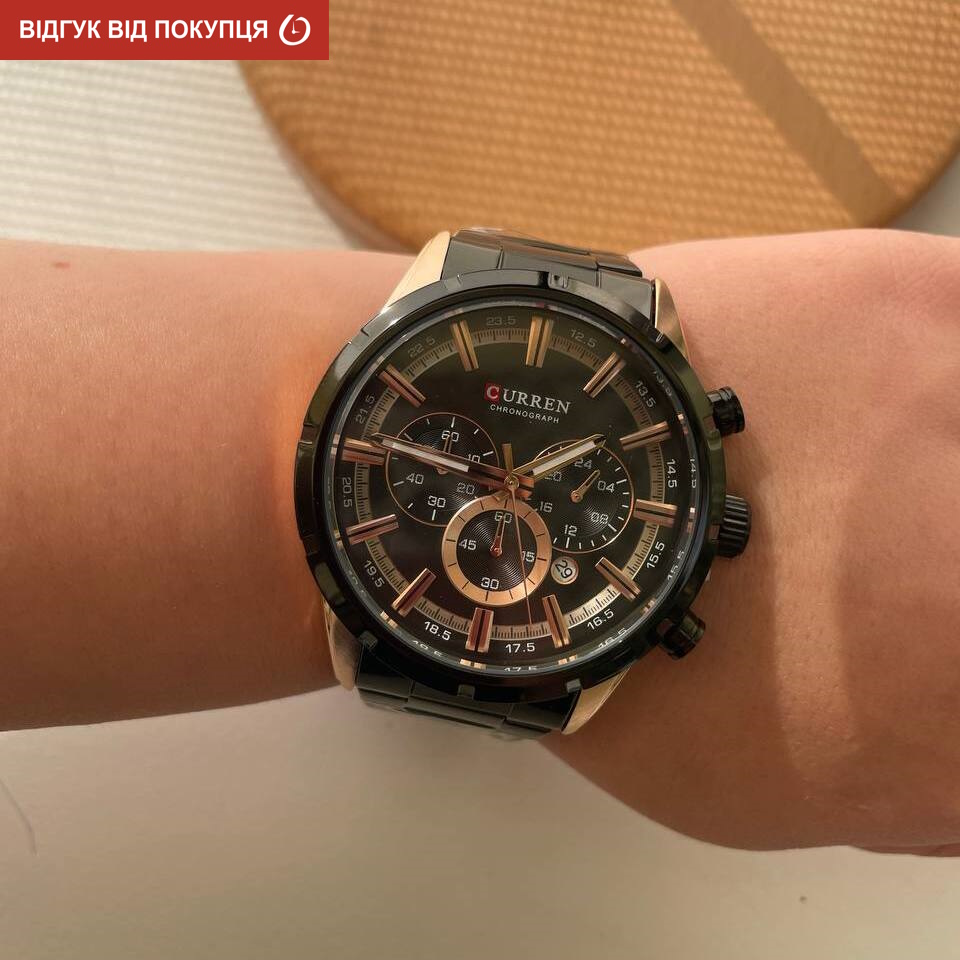 Чоловічий годинник Curren Wild Black 2095 з хронографом і сталевим браслетом — фото 6