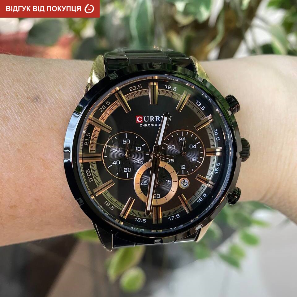 Чоловічий годинник Curren Wild Black 2095 з хронографом і сталевим браслетом — фото 7